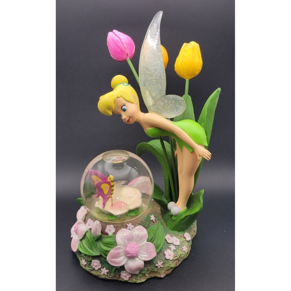 Disney Other - Disney Store Tinker Bell Fairy Garden Snowglobe Figure 2008 Tulips Flowers